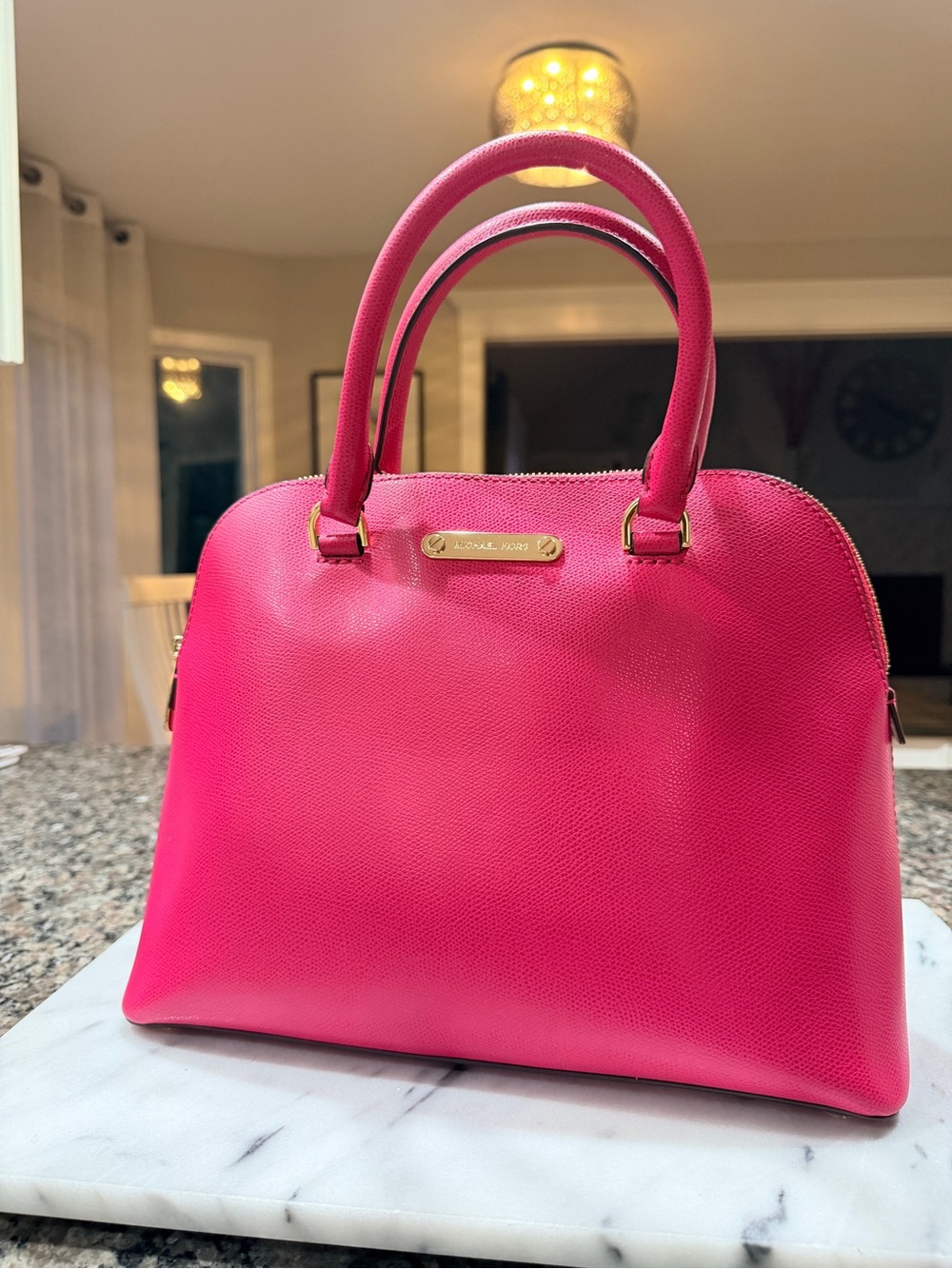 Michael Kors Hot Pink Leather Dome Satchel